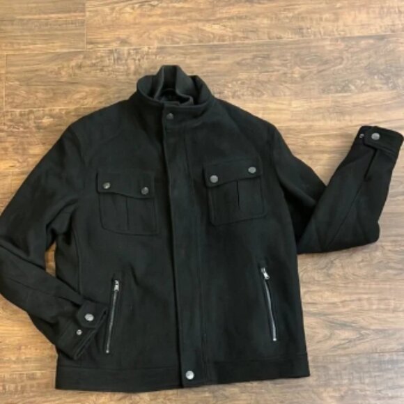 Michael Kors Heavy Black Wool Jacket with Stand-Up Collar - Picture 10 of 15